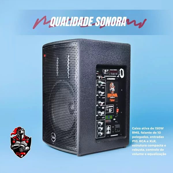 Caixa de Som 1000 Leacs Caixa Ativa 10 Pol 150w Rms Bivolt Preta - Image 4
