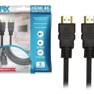 Cabo Hdmi 8k 2.1 Ultra Hd Gold 5m Hdr Dinâmico 5 Metros - Pix